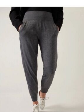 Athleta Venice Jogger Pants Charcoal Grey Heather S High Rise Athleisure Lounge